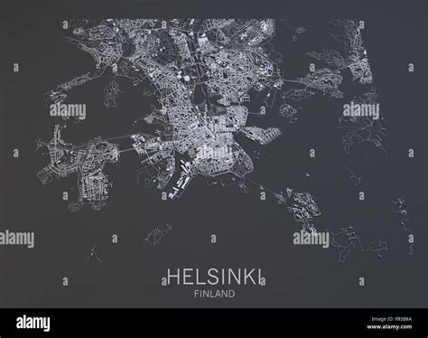 Helsinki Map Satellite View Finland Stock Photo Alamy
