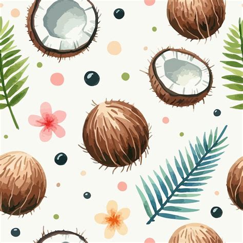 Premium Vector Seamless Pattern With Coconuts Tropical Abstract