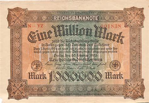 Deutschland Deutsches Reich 1 Million Mark Reichsbanknote 1923