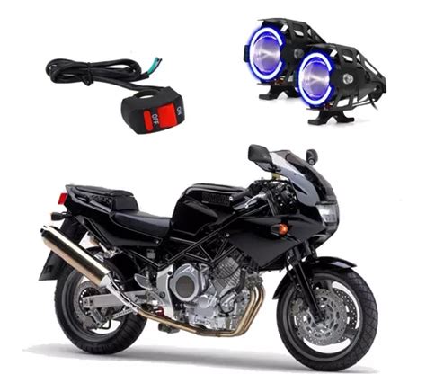 Par Farol De Milha Angel Eye U Mini Azul Moto Xj F Frete Gr Tis