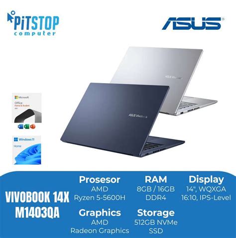 Jual Asus Vivobook 14x M1403qa Vips551 Amd Ryzen 5 5600h 8gb 512gb