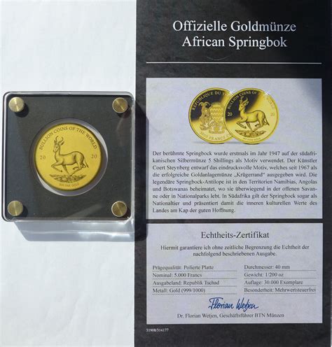 Tschad 5000 Francs CFA 2020 Bullion Coins Of The World African