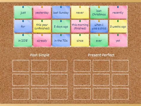 Present Perfect Vs Past Simple Time Expressions Ordenar Por Grupo