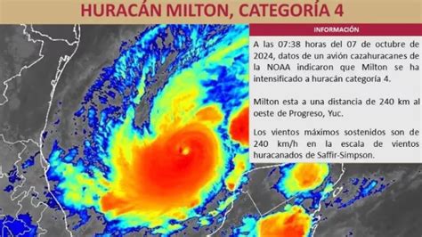 Milton se transforma en Huracán categoría 4 Alerta amarilla y naranja