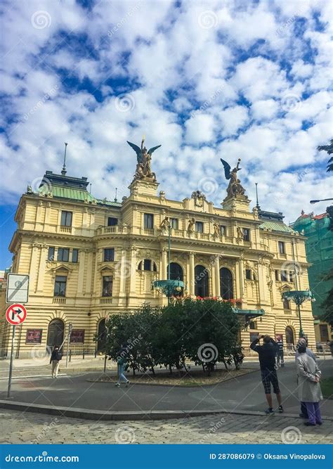 PRAGUE- CZECH- 8 SEPTEMBER 2019: Vinohrady Theatre, Built in 1905