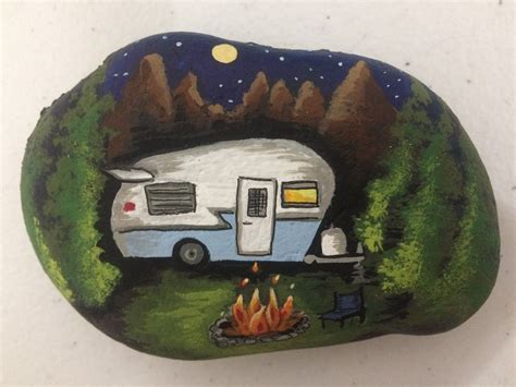 Camping In The Woods Painted Rock By Amy Kilburn Rock Painting