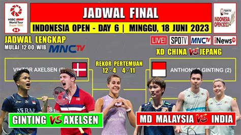 Jadwal Final Indonesia Open 2023 Hari Ini Live MNC TV GINTING Vs