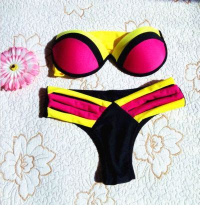 Bandage Bikini Bright Color Multicolor Sexy Triangle Swimsuit