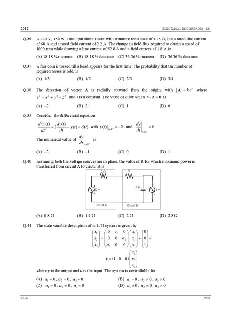 Gate Exam Question Paper 2012 Electrical Engineering Electrical Engineering Gate