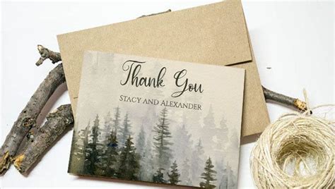 Editable Folded Thank You Card Template Printable Forest Wedding