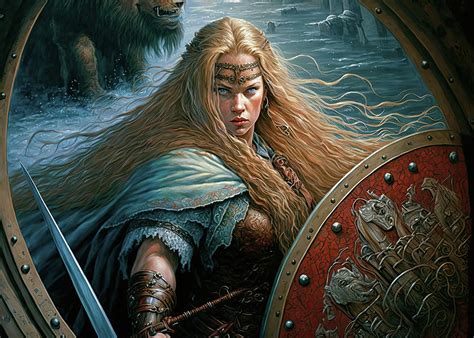 Shieldmaiden Norse Mythology 2 Digital Art By 1 Sascha Schmidt Fine