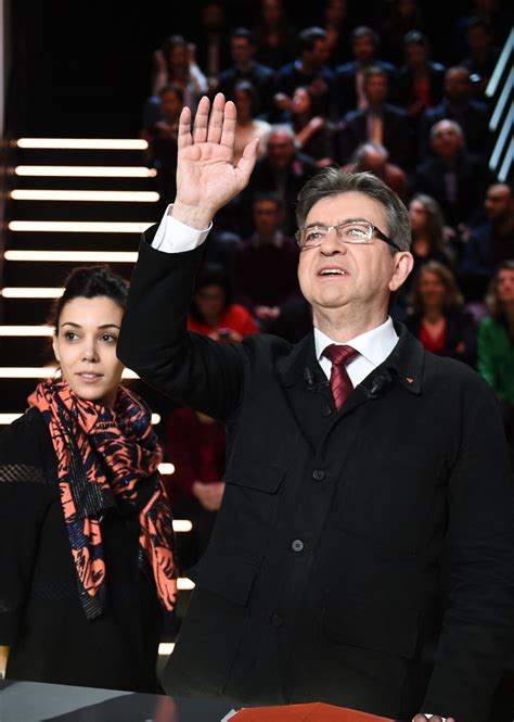 Photo Sophia Chikirou et Jean Luc Mélenchon candidat à l élection