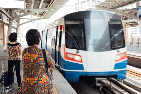 BTS skytrain train runs in Bangkok Stock Photo | Adobe Stock