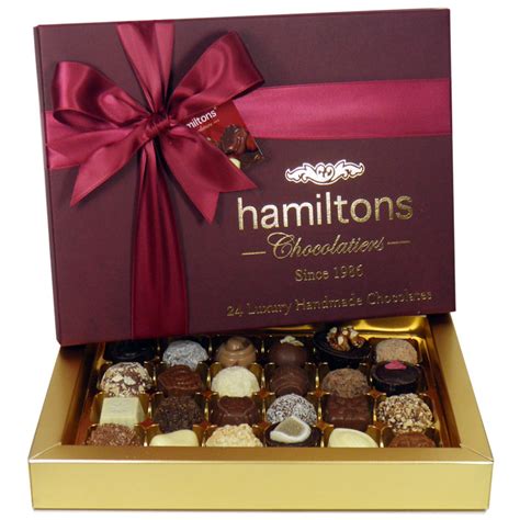 Burgundy Luxury Chocolate Box 24 Hand Crafted Delights Hamiltons