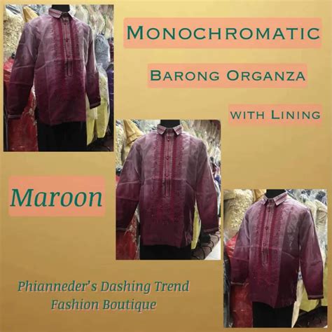 MAROON MONOCHROMATIC BARONG ORGANZA WITH LINING Lazada PH