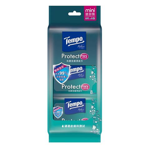 Tempo Protect Disinfectant Wet Wipes Mini Pack 6 Packs Mannings