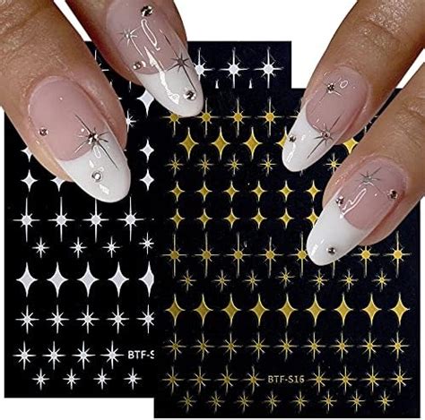 Amazon 8 Sheets Star Nail Art Stickers Decals Self Adhesive 3D