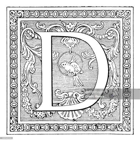 Antique Art Engraving Illustration Ornate Letter D High-Res Vector ...