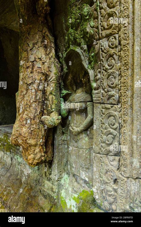 Apsara Dancer Stone Sculpture From Hindu Mythology Carved On Preah