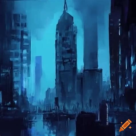 Neon Lit Dystopian Metropolis With Towering Buildings On Craiyon