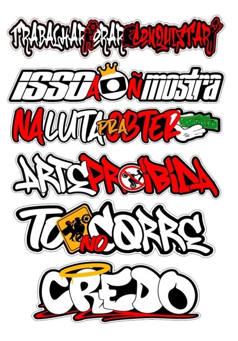 Various Stickers That Are On The Side Of A White Wall And One Is Black Red