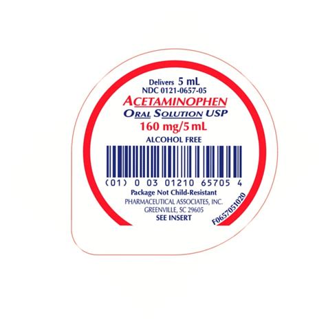 Acetaminophen Sol 160 Mg 5 Ml 100x5 Ml By Pharmaceutical Assoc Usa Ud