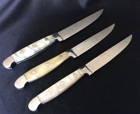 Oneida Mother Of Pearl Handled Stainless Steak Knives Lot Of 3 Steak Knives Knife Oneida