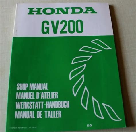 MANUEL REVUE TECHNIQUE D ATELIER Pour MOTEUR HONDA GV200 5 De 1979 EUR