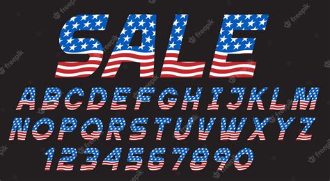 Premium Vector Font With Usa Flag Alphabet Lettersnumbers