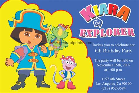 Dora the Explorer Birthday Invitations - General Prints