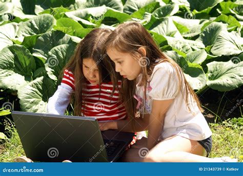 Kids With Laptops Stock Image Image Of Friends Cute 21343739