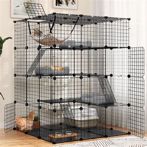 YITAHOME 4 Tier Cat Cage Large Cat Enclosures With Hammock Detachable