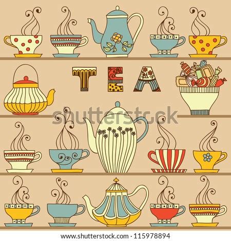 Vector Seamless Pattern With Cups And Teapots Shutterstock