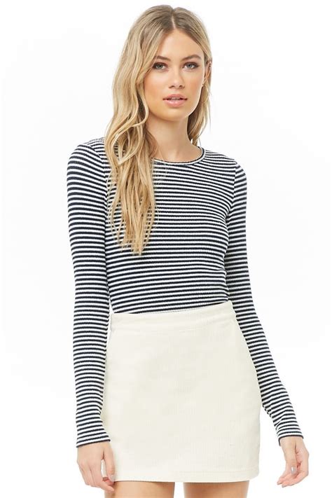 Striped Ribbed Knit Top Ribbed Knit Top Forever21 Tops Knit Top