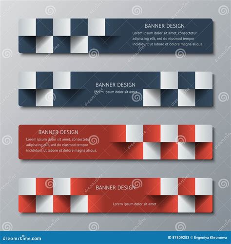 Geometric Narrow Horizontal Banners With The 3d Effect For Business