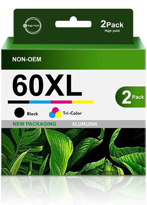 60XL 2 Pack Black Tri Color Ink Cartridge Replacement For HP Deskjet