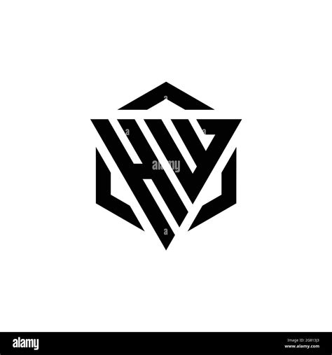 HW Logo Monogram With Triangle And Hexagon Modern Design Template