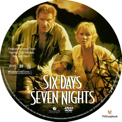 Six Days Seven Nights dvd label (1998) R1 Custom