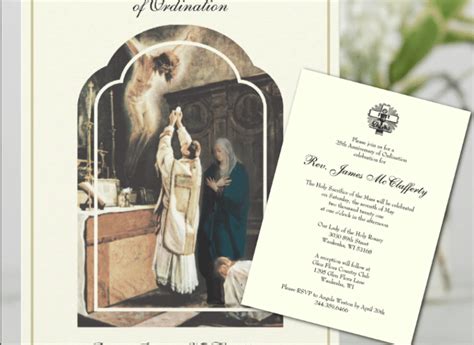 Traditional Catholic Priest Ordination Invitations Shower Of Roses