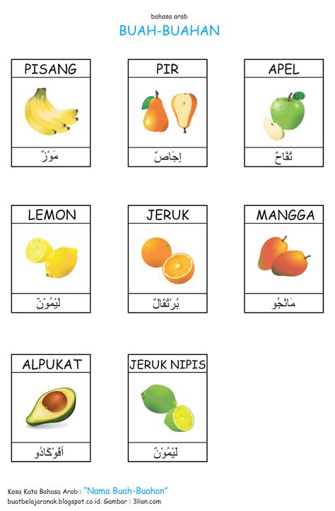 Kosa Kata Nama Buah Buahan Dalam Bahasa Arab MATERI KULIAH