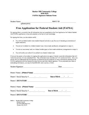 Fillable Online FAFSA Signature Release Form Fax Email Print PdfFiller