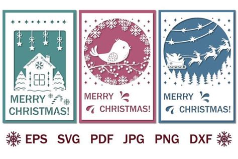 Bundle Of Papercut Christmas Cards Svg Graphic By Lesinka Creative