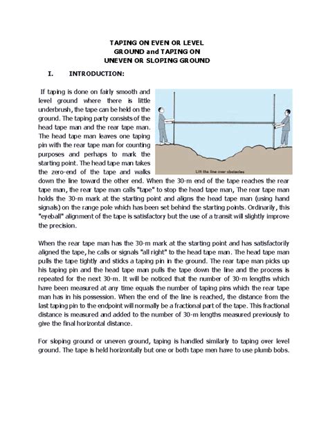 taping    level ground  taping  uneven  sloping ground