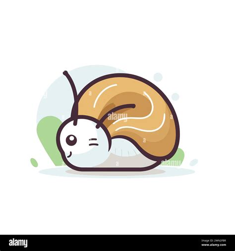 Cute Snail Cartoon Character Vector Flat Illustration Isolated On