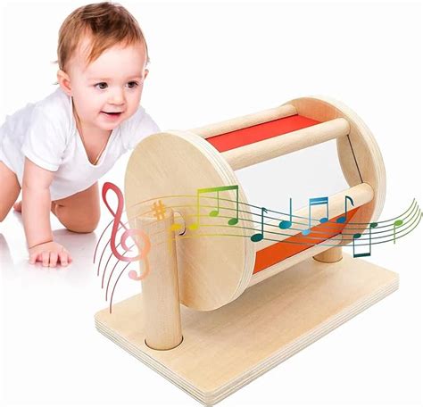 Sangping Spinning Drum Montessori Toy For Babies Wooden Spinning