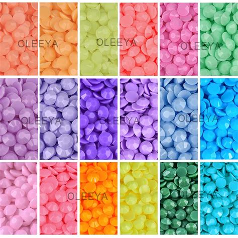 Oleeya New Resin Opaque Macaron Series Flatback Rhinestones Solid Jelly