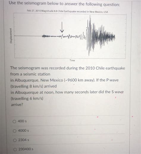 Solved Use The Seismogram Below To Answer The Following Chegg