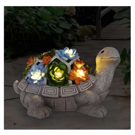 R Sine Statue De Tortue De Jardin Ext Rieur Avec Plantes Succulente