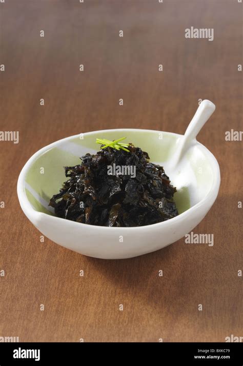 Simmered Wasabi Leaves In Soy Sauce Stock Photo Alamy