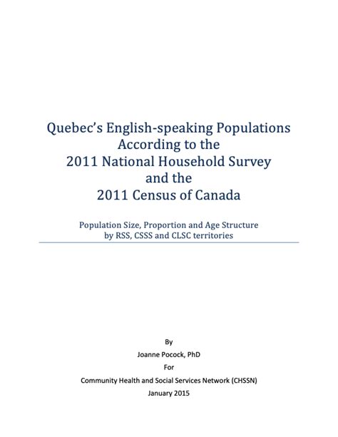 Quebecs English Speaking Populations According To The 2011 National